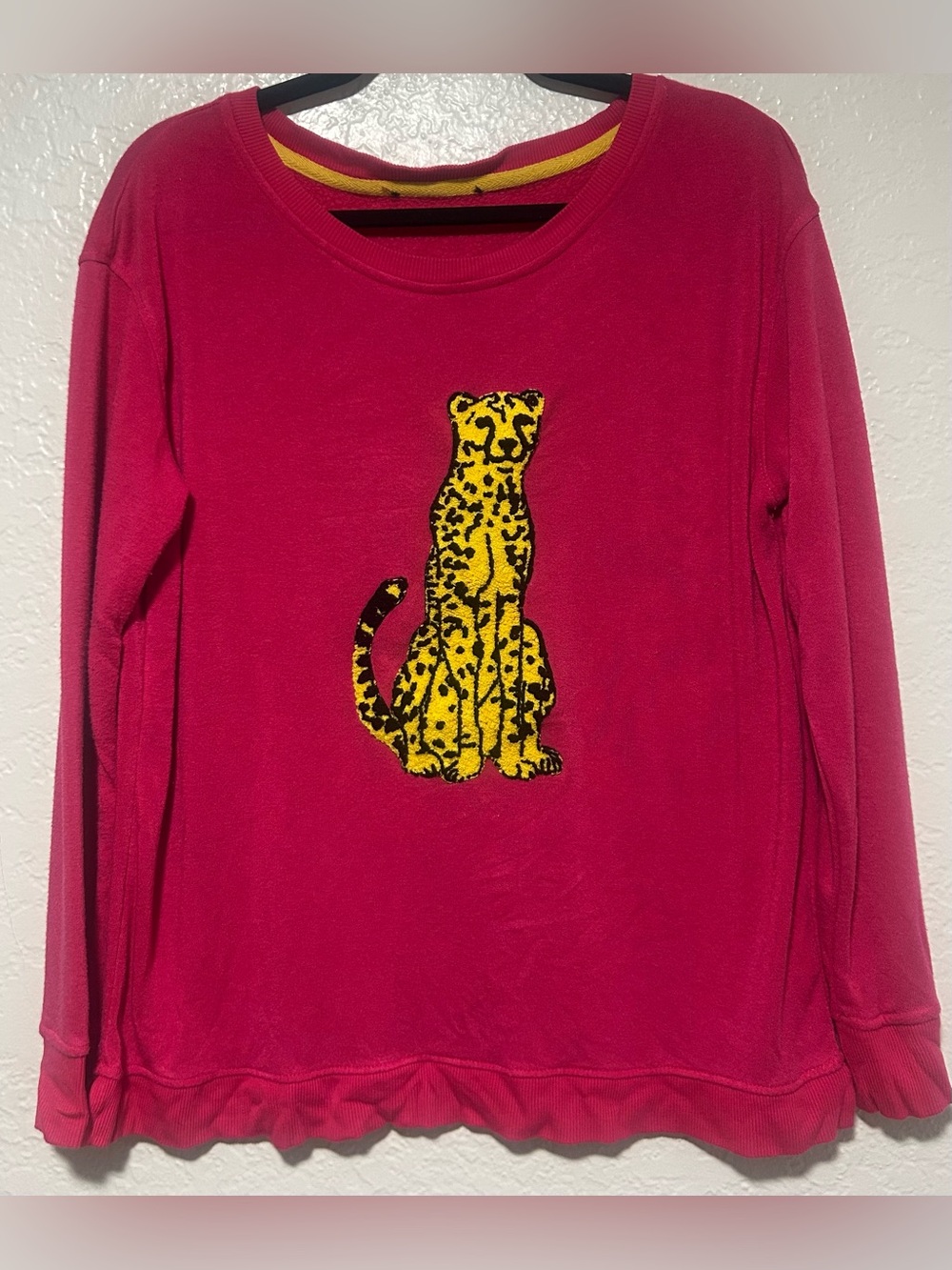 Pink Leopard Patch Long Sleeve Top